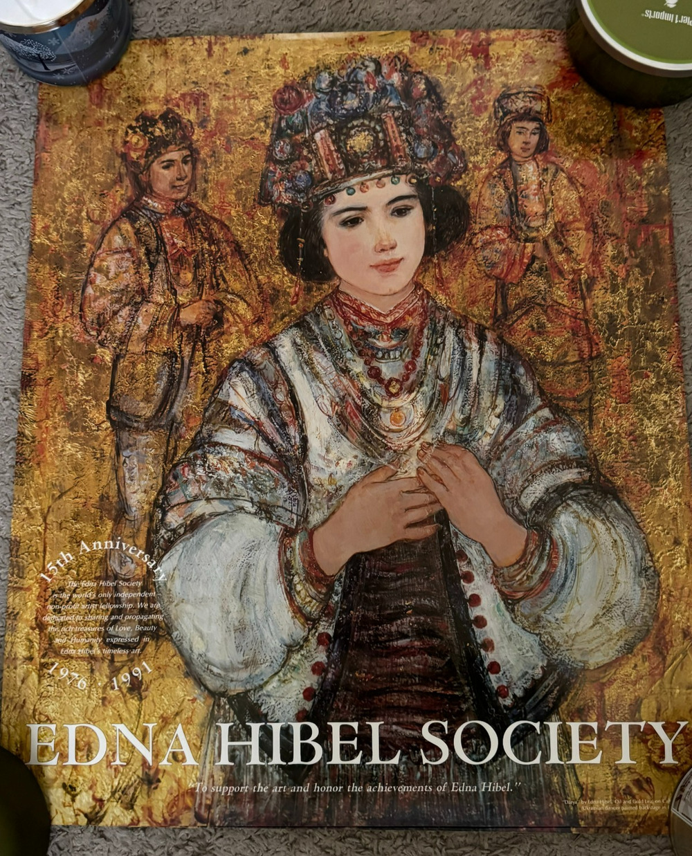 Edna Hibel Society Commemorative Poster Celebrating The 15th Anniversary Vintage